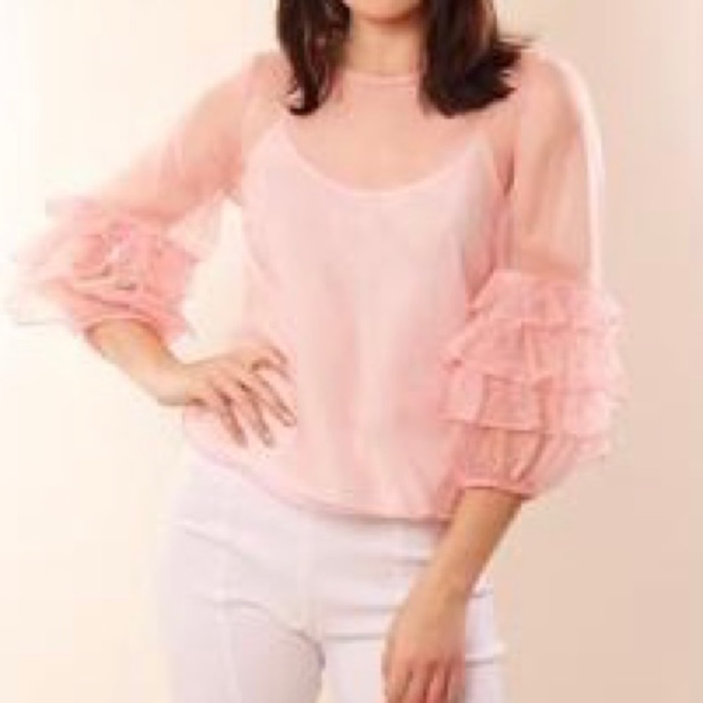 Amanda uprichard silk sheer pink top size M